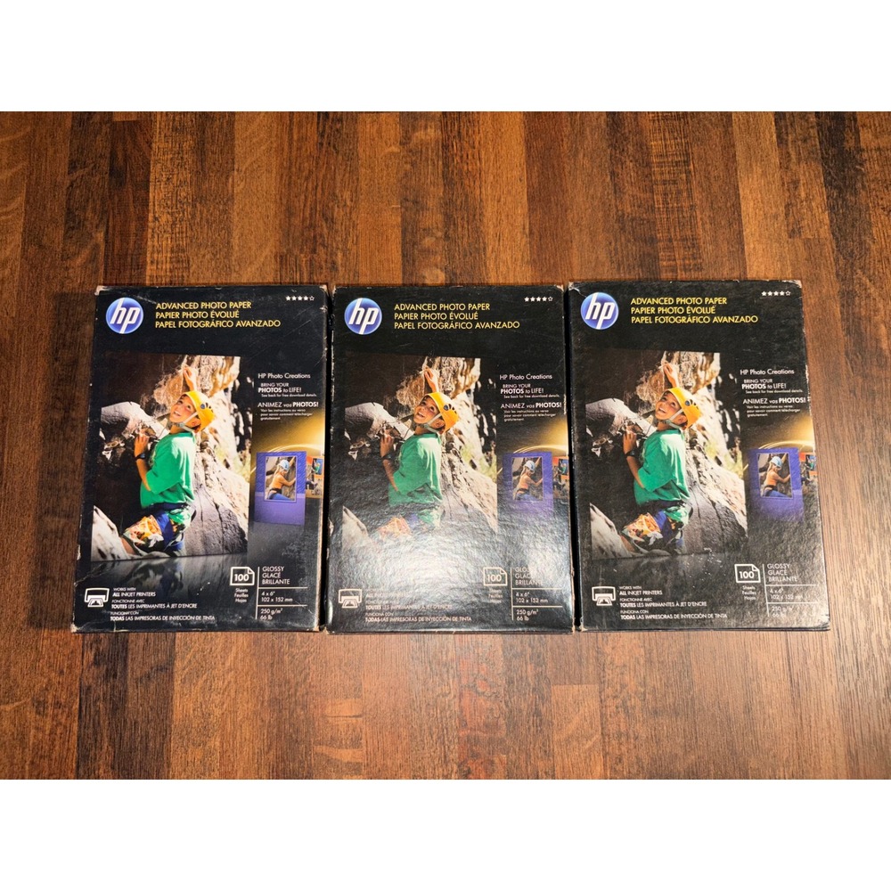 HP Advanced Photo Paper 4x6 Glossy 300 Sheets Total 3 Packs Q6638A Inkjet Paper - Picture 2 of 8